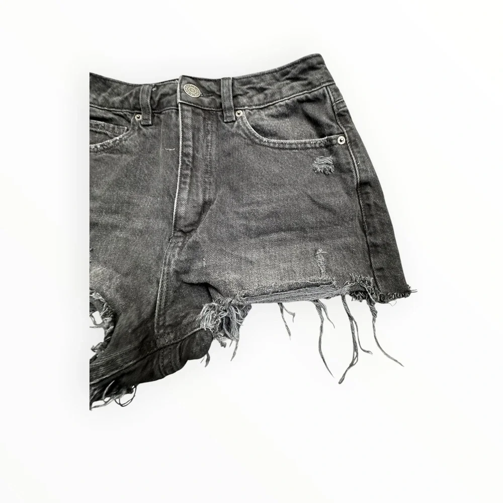 Garage Shorts Womens 05 27 Black Festival Denim Distressed‎ High Rise Raw Hem